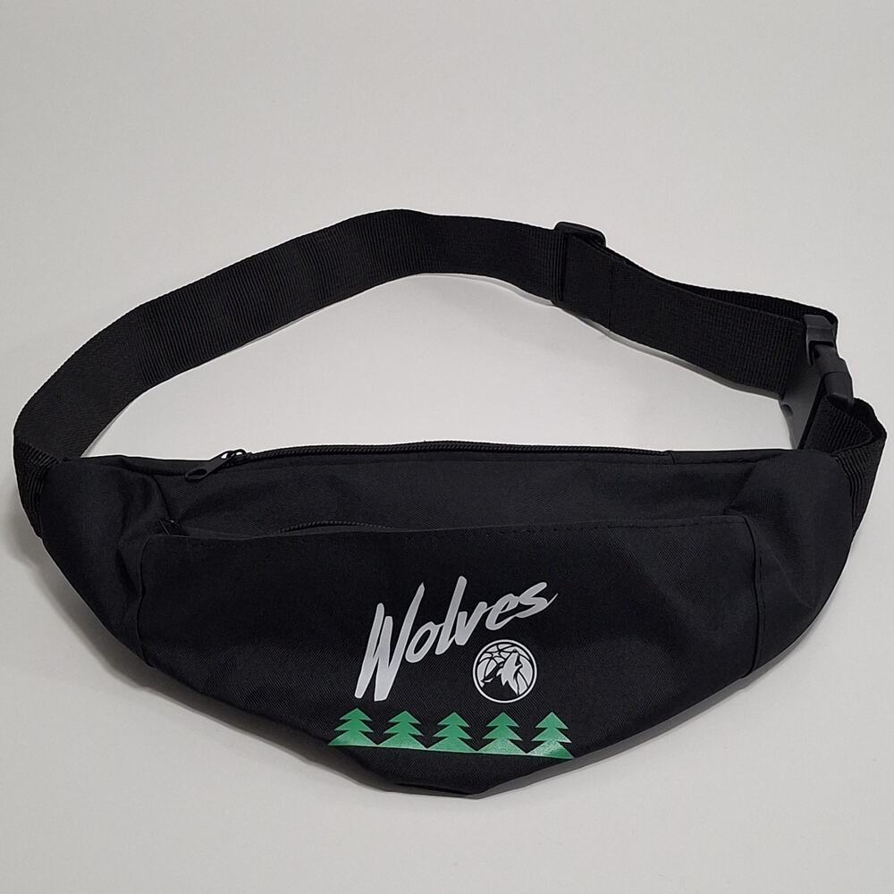 Minnesota Timberwolves Black Fanny Pack w/Adjustable Waist NBA Evergreen Trees